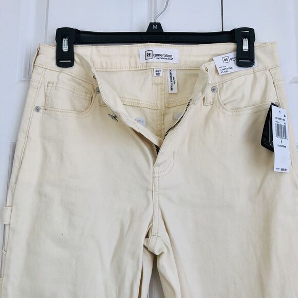 RE GENERATION WOMEN'S JEANS CARPENTER FLARE MID RISE BEIGE DEMIN SIZE 5/27  173 - Picture 11 of 12